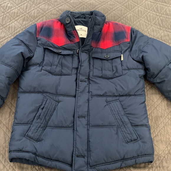 Hollister Navy Fleece Puffer Jacket size M - Picture 7 of 17